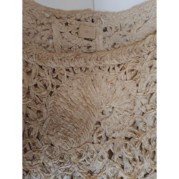 Lovely Vintage 1930s Ladies Handmade Ivory "Ribbon" Dress W/10 Button Back - Picture 7 of 16